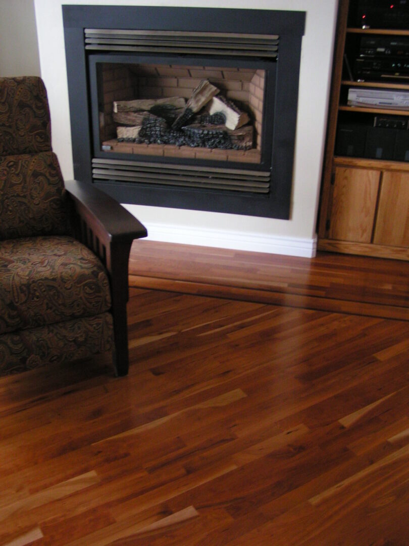 American cherry wooden floor with diagonal center