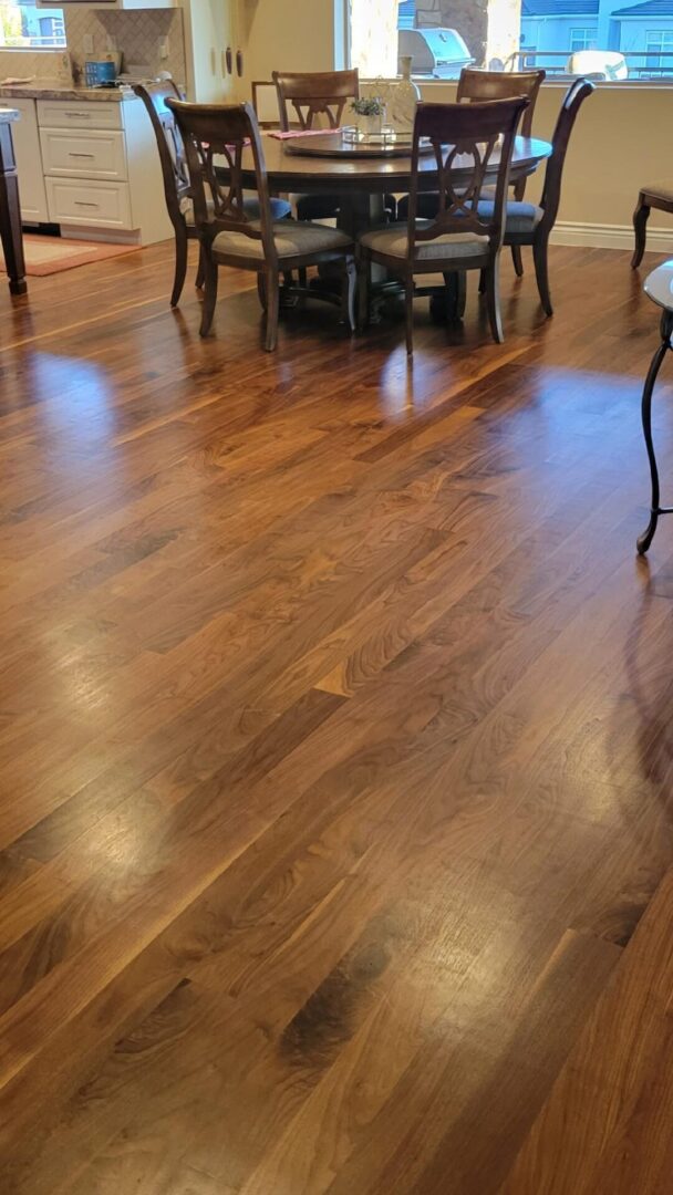 American Walnut floor in the dining room